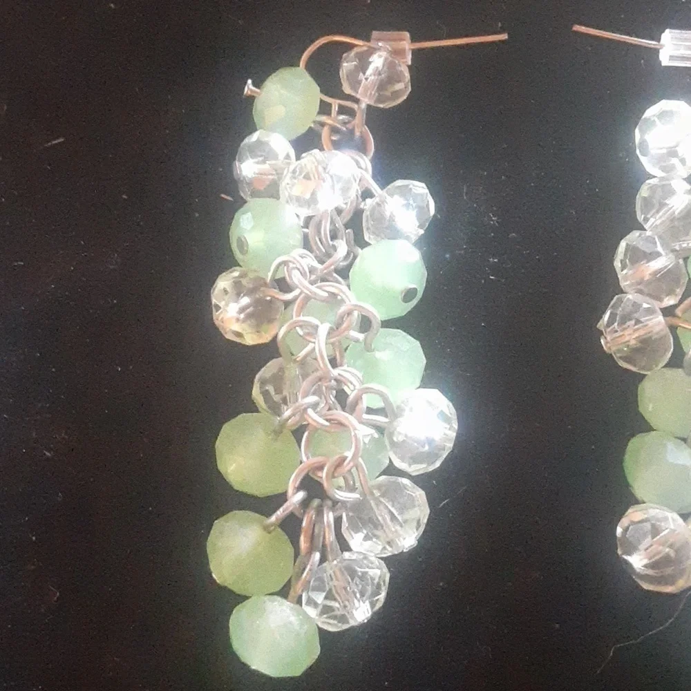 Elegant Green and Clear Dangle Earrings